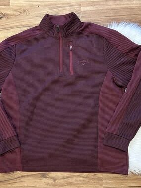 Callaway Ribbed Quarter-Zip Pullover in Burgundy